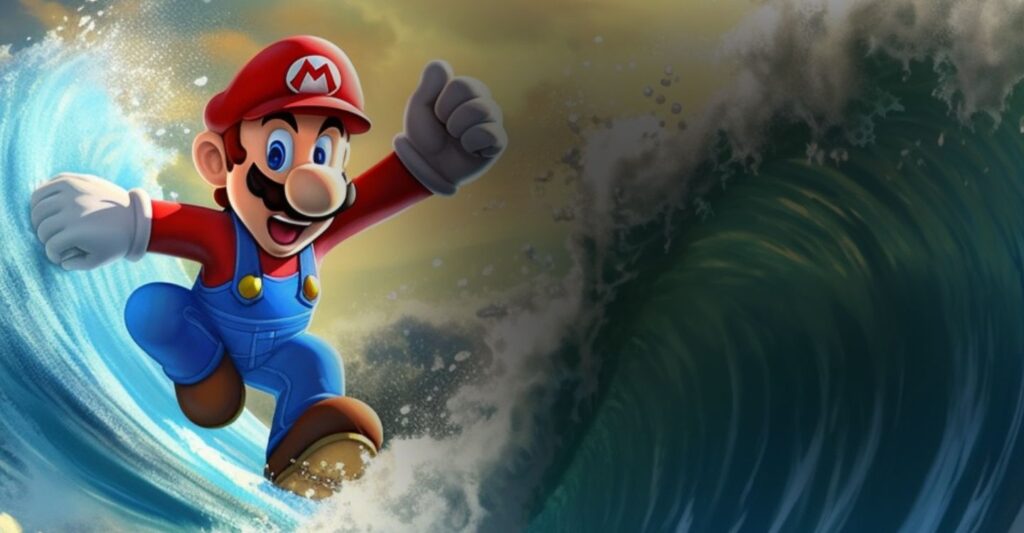 Mario Mario riding a wave, Nintendo Blue Ocean Strategy Examples: a Case study by Pixiebolt
